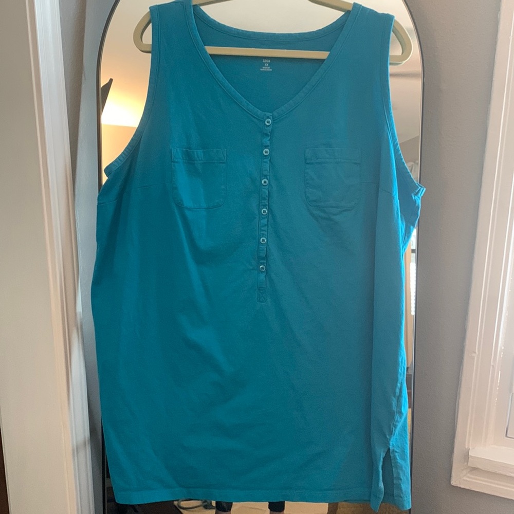 Teal blue tank top (22/24, 1X)